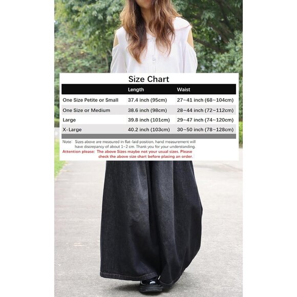 Women Extra Wide Leg Denim Pants Cotton Casual Loose Elastic Waist Pockets - Picture 6 of 6